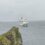 Large cruise ship sails through a misty sea near a rocky coastline.