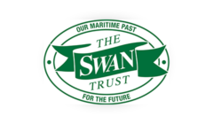 Green logo reading "The Swan Trust" with the phrases "Our Maritime Past" at the top and "For the Future" at the bottom, set inside an oval shape with a ribbon design.