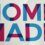 The words "HOME MADE" in large blue and pink block letters on a white background.