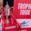 A silver trophy with red and white ribbons labeled "Scottish Gas" is displayed next to a sign reading "Trophy Tour Presented by NorthLink Ferries.